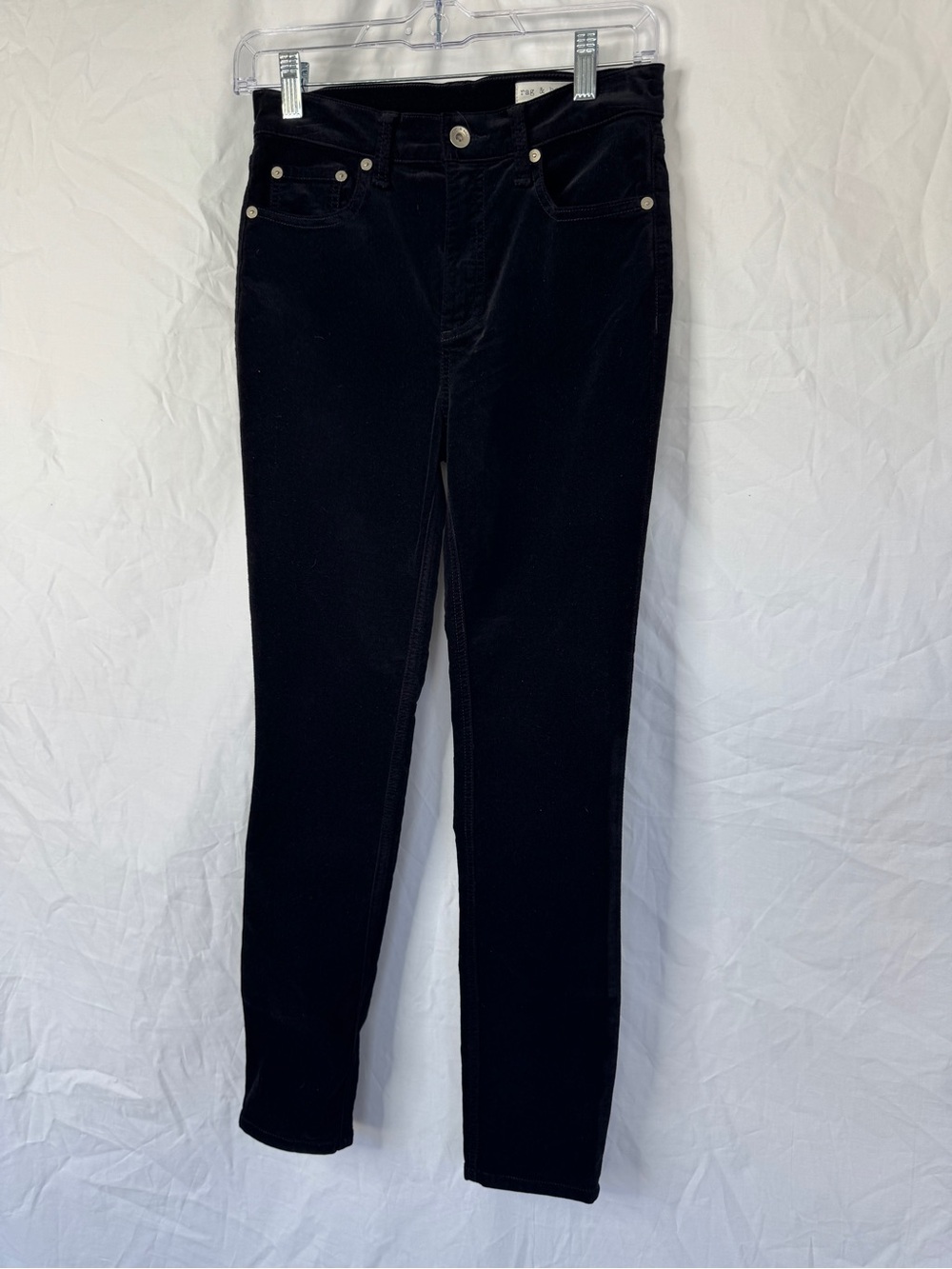 Rag & Bone Black Women’s Velvet Type Fabric Skinny Jeans - Classic High-Waist
